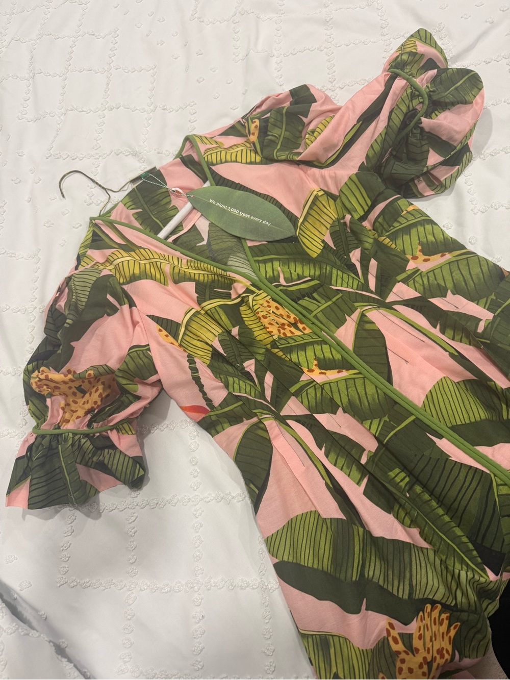 FARM Rio Pink Tropical Leaf Dress
